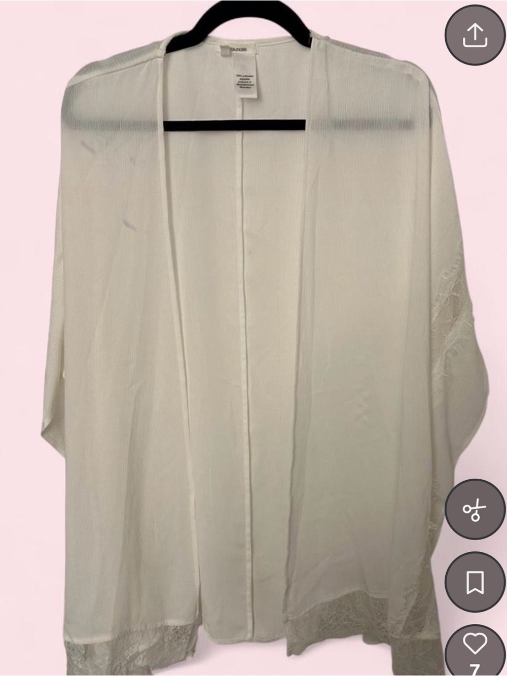 Maurices Cream Open-Front Lace Trim Kimono